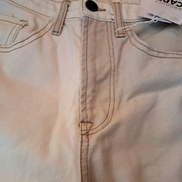 STRADIVARIUS NWT 2 TONES MOM FIT jeans denim Sz 4 or 26 waist MADE IN MOROCCO - Picture 5 of 13